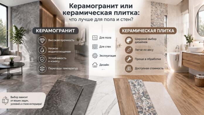 Керамогранит или керамическая плитка: что лучше для пола и стен
