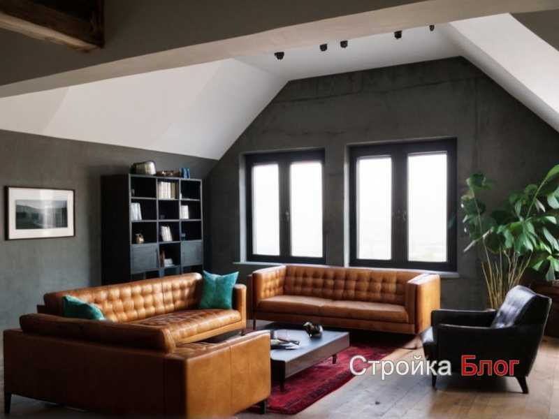 Сочетание плавных форм мебели с прямыми линиями интерьера